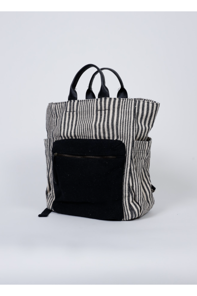 Black and White Canvas Backpack